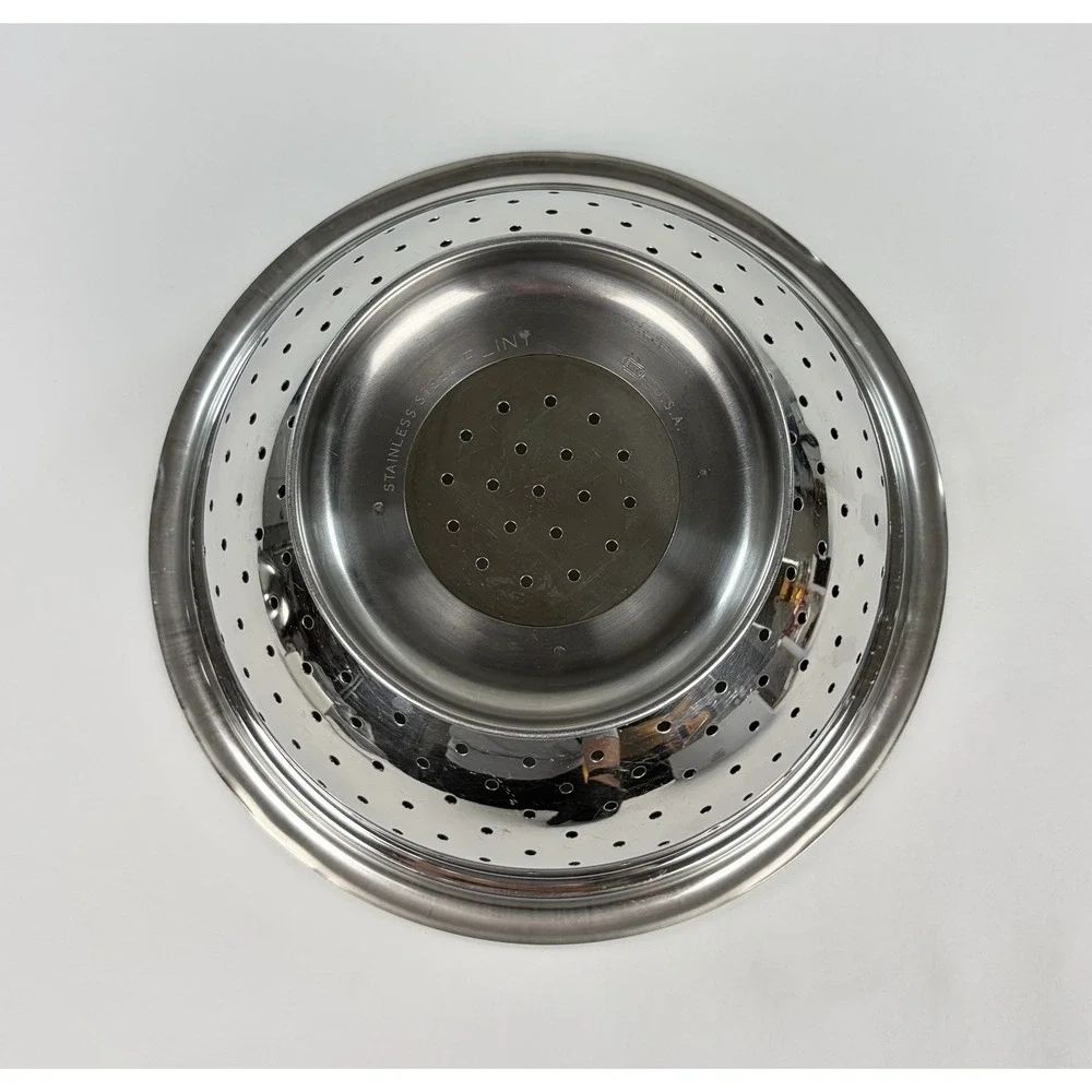Vintage Ekco Flint Stainless Steel Colander & Nesting Mixing Bowl Kitchen Set